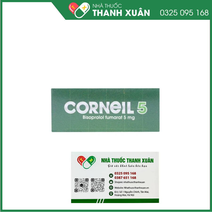 Corneil 5 điều trị tăng huyết áp, đau thắt ngực, suy tim mạn tính